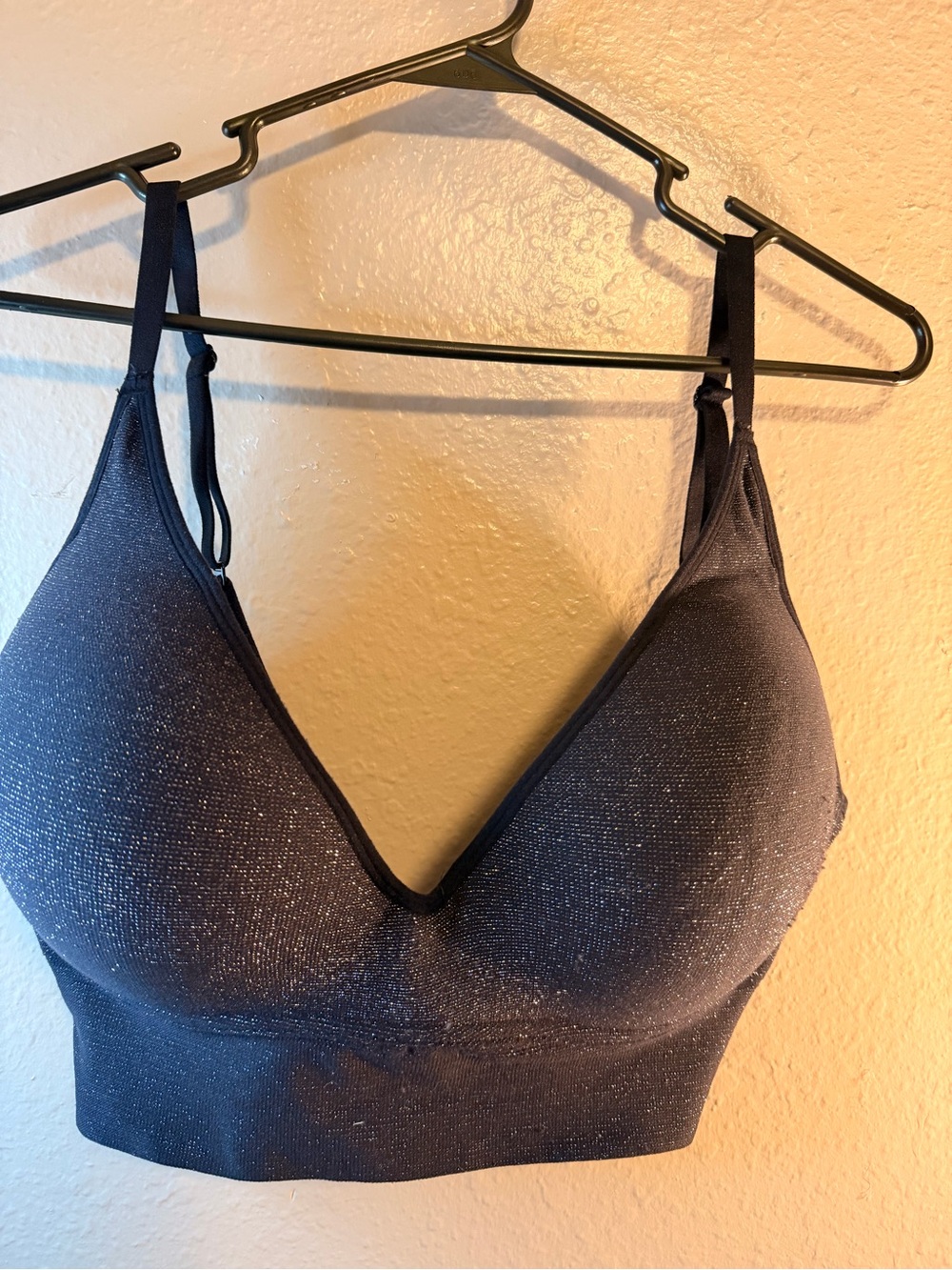 Shimmery black V-Neck Bralette Top